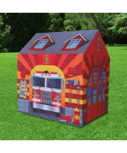 Tenda da esterno per bambini modello caserma dei pompieri, 95x72x105 cm